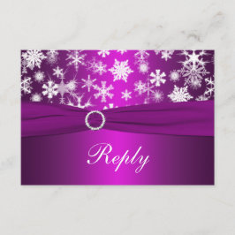 Lila och vita snöflingor Bröllopsvarukort OSA Kort