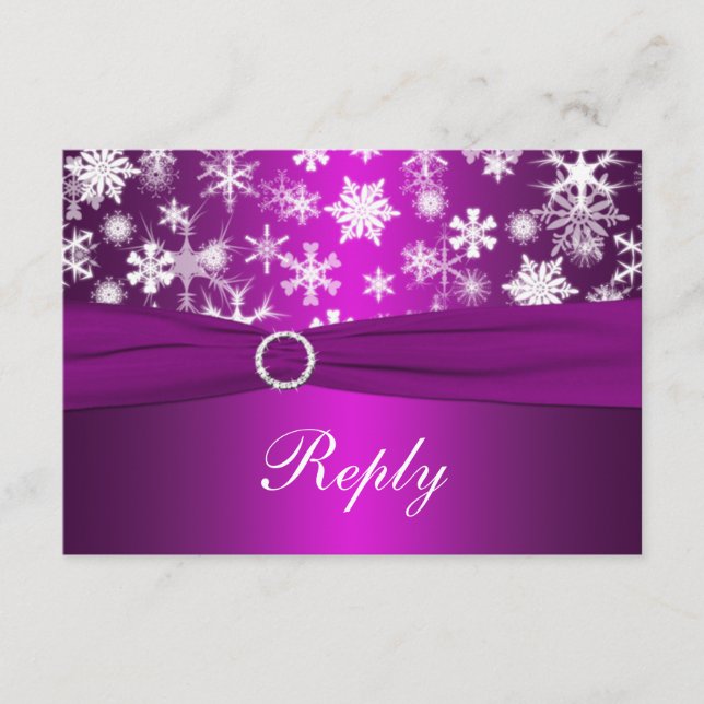 Lila och vita snöflingor Bröllopsvarukort OSA Kort (Framsida)