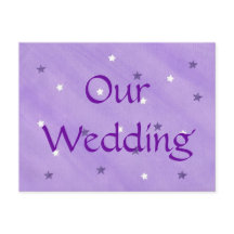 Lila och vita stjärnor, vykort för bröllopsinbjuda