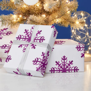Lila och Vita stora snöflammor Modern jul Presentpapper