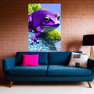 Lila och vitgroda AI Art Poster