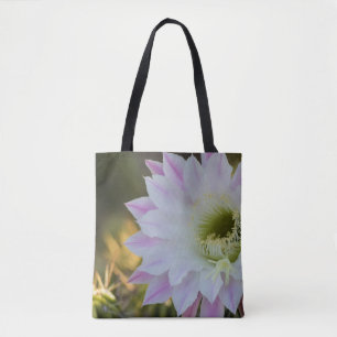 Lila och vitkaktus blomma tygkasse