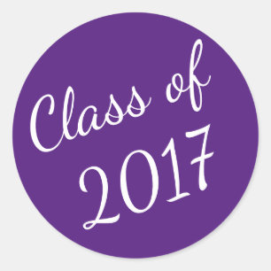 Lila och vitklass 2017 Studenten Stickers Runt Klistermärke