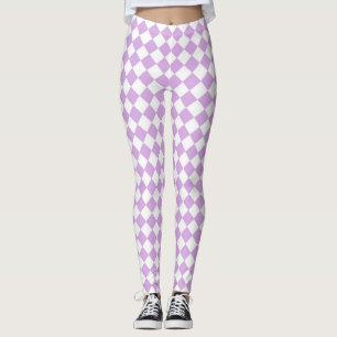 Lila och vitkontroll Mönster Leggings