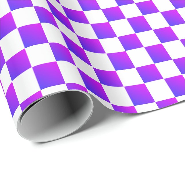 Lila och vitkontroll presentpapper (Rullad Hörn)