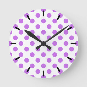 Lila- och vitpolka dots rund klocka