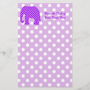 Lila- och vitpolka dotselefant brevpapper
