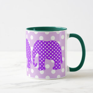 Lila- och vitpolka dotselefant mugg