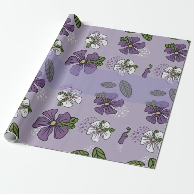 lila- och vitrosdesign presentpapper (Utrullad)