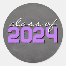 Lila och vitschalkboard Studenten Stickers Runt Klistermärke