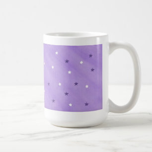 Lila- och vitstjärnor på lavendelmuggar kaffemugg