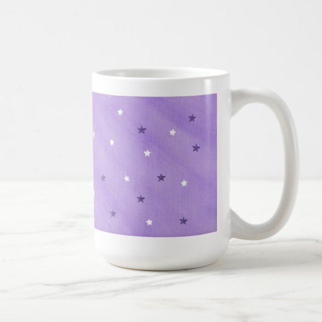 Lila- och vitstjärnor på lavendelmuggar kaffemugg (Höger)