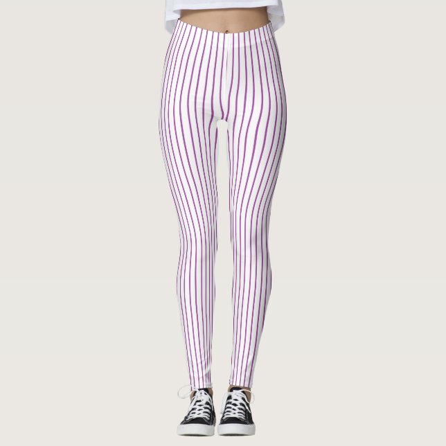 Lila- och vitstreck leggings (Framsida)