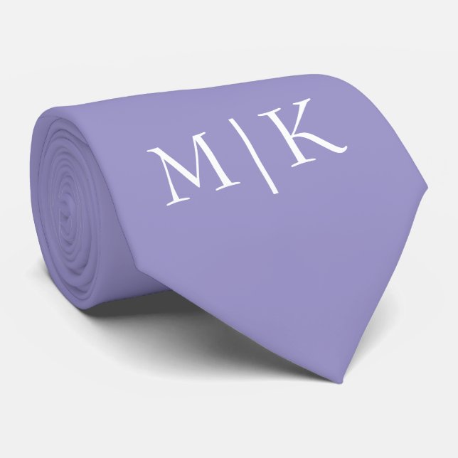Lila och Vitt | Modernt Monogram Slips (Rullad)