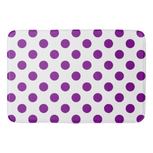 Lila och vitt polka dots badrumsmatta