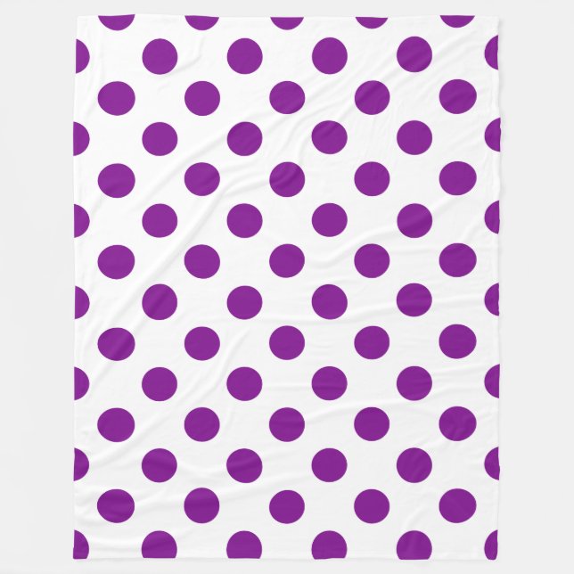 Lila och vitt polka dots fleecefilt (Framsidan)