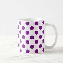 Lila och vitt polka dots kaffemugg