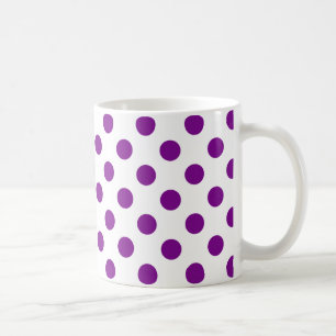 Lila och vitt polka dots kaffemugg