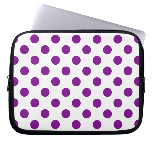 Lila och vitt polka dots laptop fodral (Framsidan)