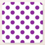 Lila och vitt polka dots underlägg papper kvadrat<br><div class="desc">Lila och vitt polka dots</div>