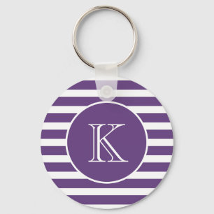 Lila och vitt Rand med monogramnyckelkedja Nyckelring