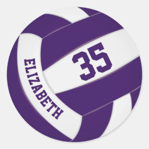 lila och vitt team, färg-pojkar flickor volleyball runt klistermärke