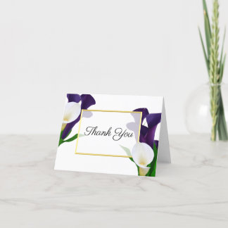 Lila och White Calla Lily - tack. Tack Kort