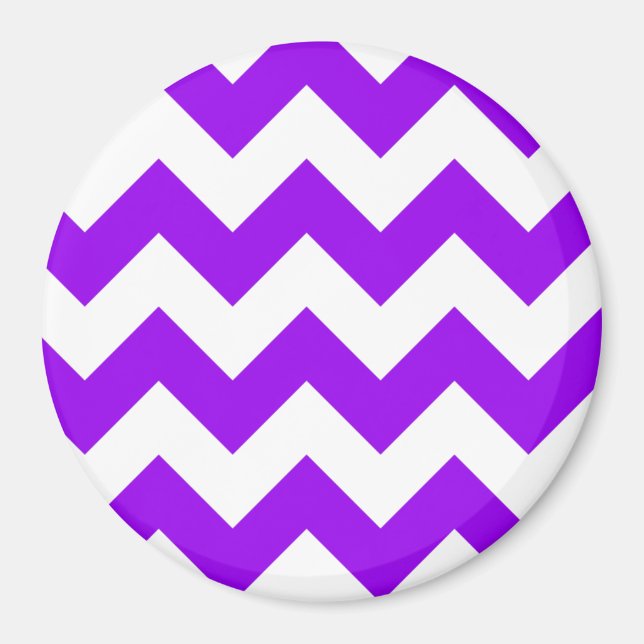Lila och White Chevron Mönster Magnet (Framsidan)