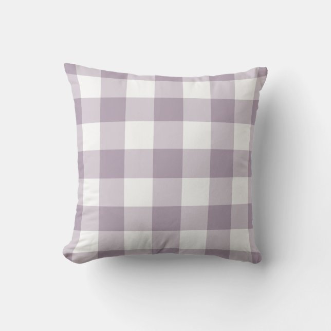 Lila och White Gingham Mönster Checkered Kudde (Framsida)