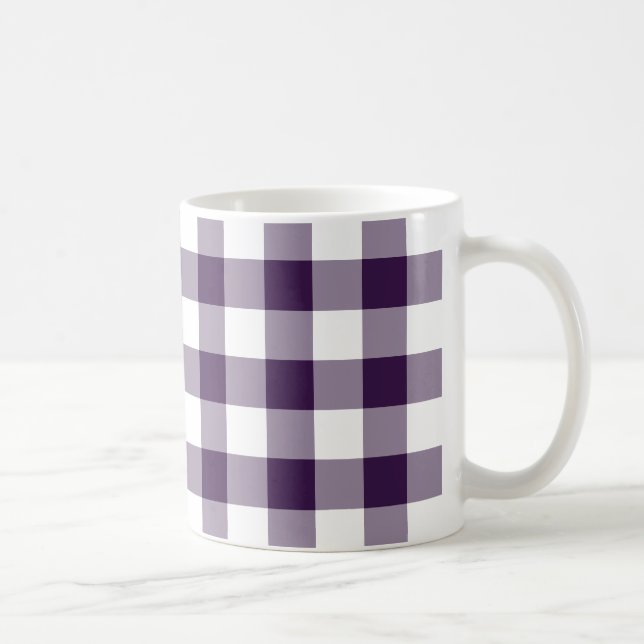 Lila och White Gingham Mönster Kaffemugg (Höger)