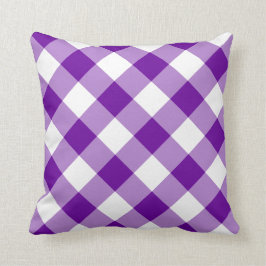 Lila och White Gingham Mönster Kudde