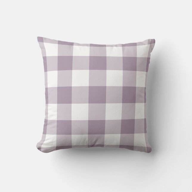 Lila och White Gingham Mönster Kudde (Framsida)