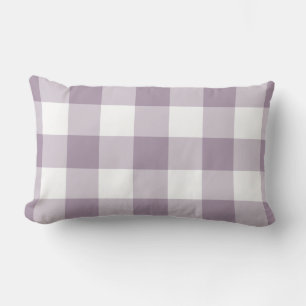 Lila och White Gingham Mönster Lumbarkudde