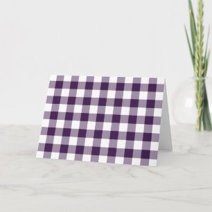 Lila och White Gingham Mönster Tack Kort