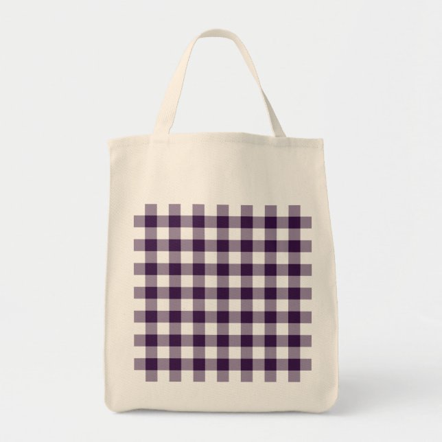 Lila och White Gingham Mönster Tygkasse (Framsidan)