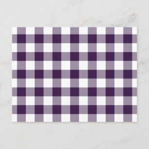 Lila och White Gingham Mönster Vykort