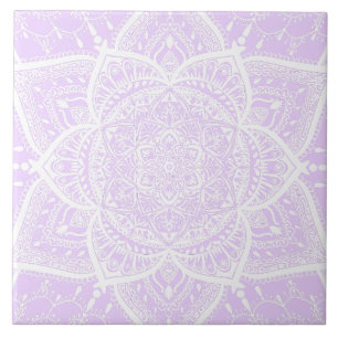 Lila och White Mandala - Loergann i Lilac Kakelplatta
