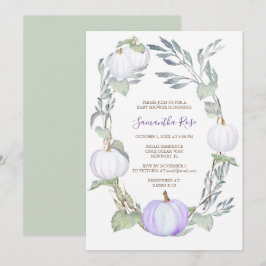 Lila och WHITE PUMPKIN Greenery BABY Shower Inbjudningar