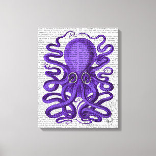 Lila Octopus Canvastryck