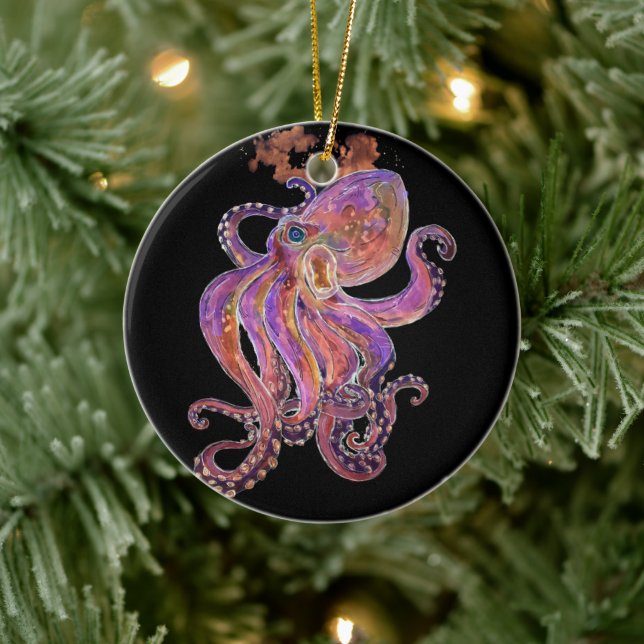 Lila Octopus Julgransprydnad Keramik (Träd)