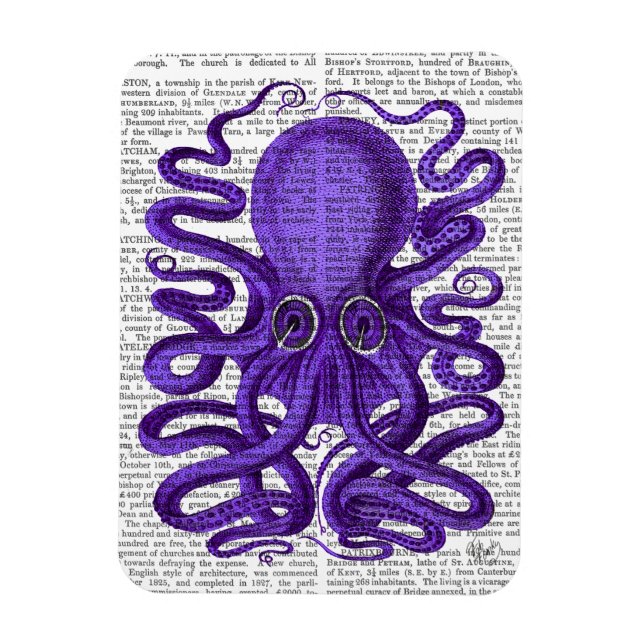 Lila Octopus Magnet (Vertikal)