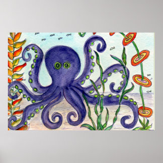 Lila Octopus Poster