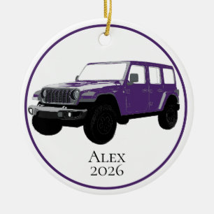 Lila Off-Road Nyttofordon 7 springgaller Julgransprydnad Keramik