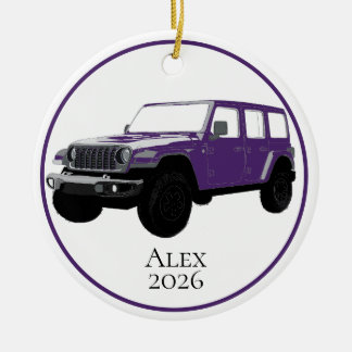 Lila Off-Road Nyttofordon 7 springgaller Julgransprydnad Keramik
