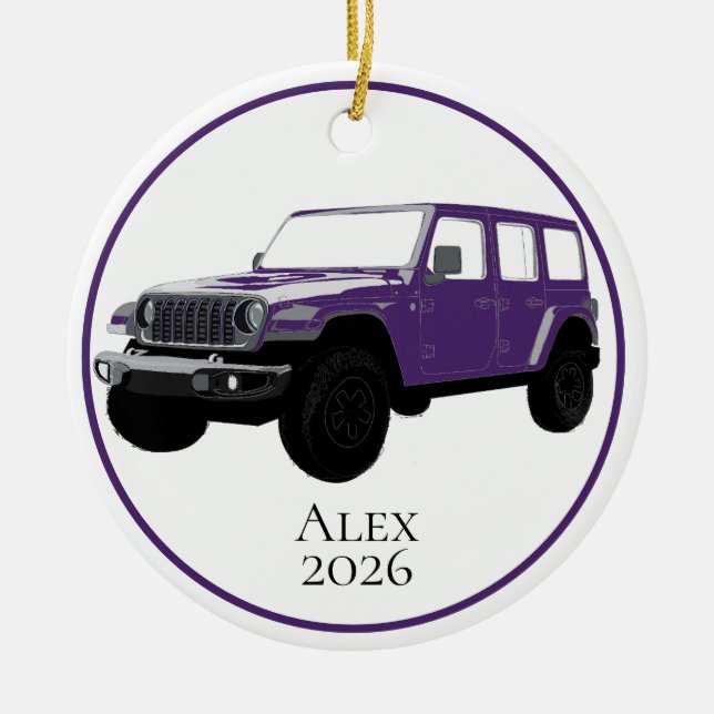 Lila Off-Road Nyttofordon 7 springgaller Julgransprydnad Keramik (Framsidan)