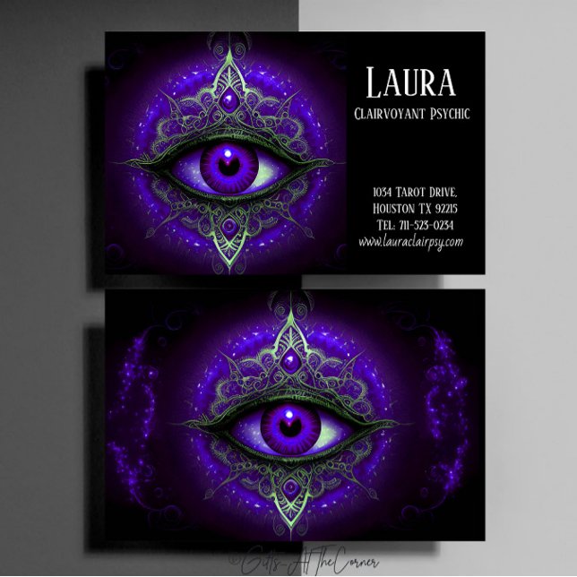 Lila Öga Mandala Clairvoyant Psychic Visitkort (Skapare uppladdad)