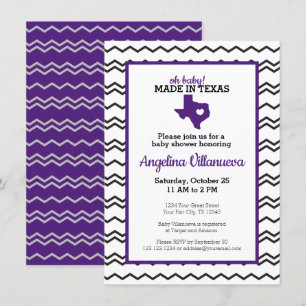Lila Oh Baby! Chevron Made in Texas Shower Inbjudningar