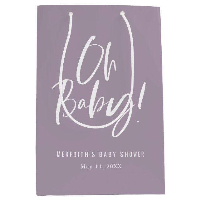 Lila Oh Baby Simple Calligraphy Baby Shower (Framsidan)