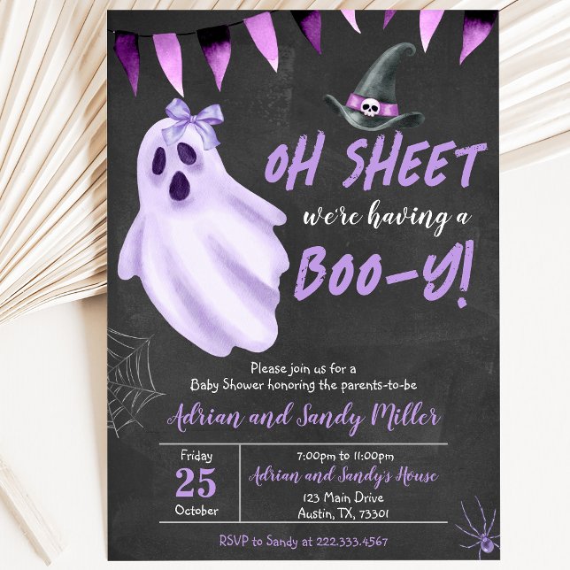 Lila Oh lakan Spök Halloween Baby Shower Inbjudningar (Skapare uppladdad)