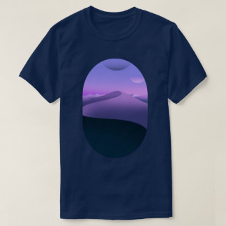 Lila ökenlandskap natthimmel t shirt